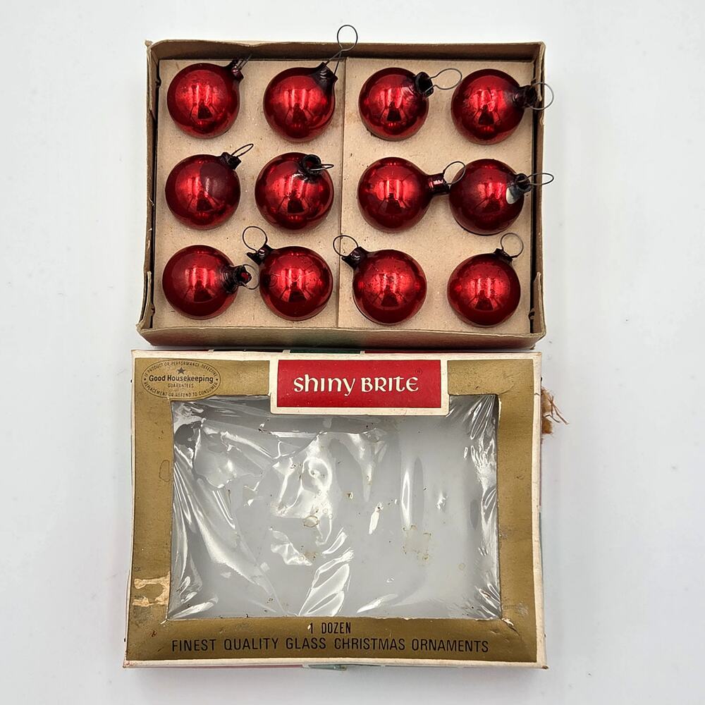 Vtg Shiny Brite Mini Mercury Glass 1/2" ornaments 2 boxes